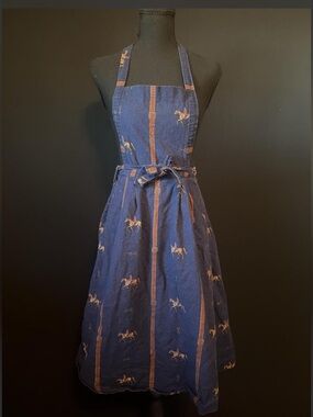 Navy Horse Print Apron Dress